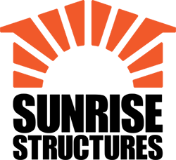 Sunrise Structures LLC company logo — custom sheds, barns, and post-frame buildings in Kansas.