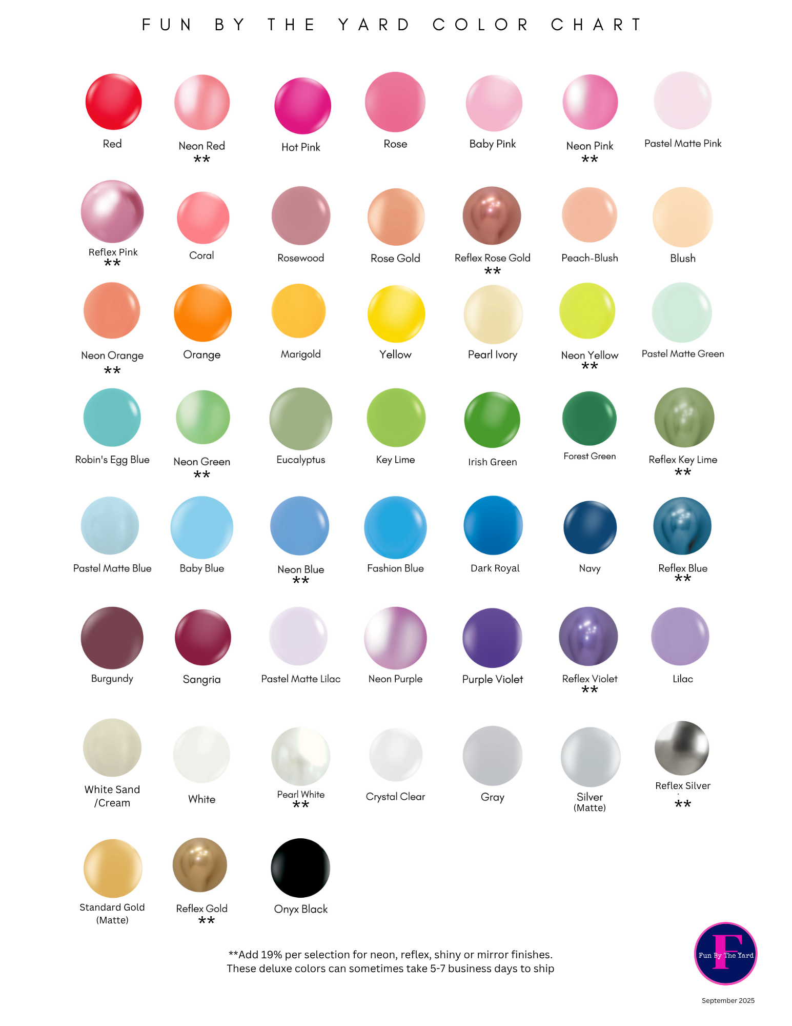 Balloon Color Chart Fun By The Yard