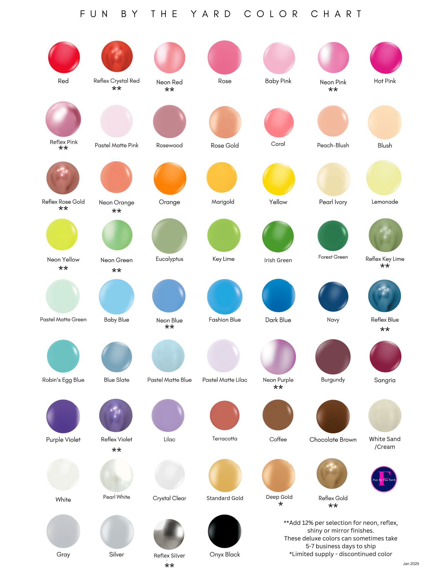 Balloon Color Chart Fun By The Yard