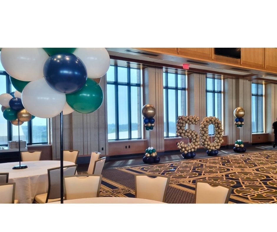 50th birthday balloons at notre dame provided by fun by the yard