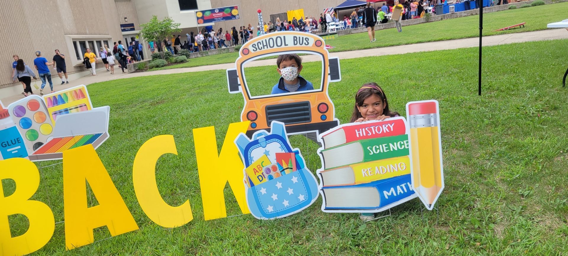 Back to school yard card at Brown School from Fun By the Yard in South Bend Indiana
