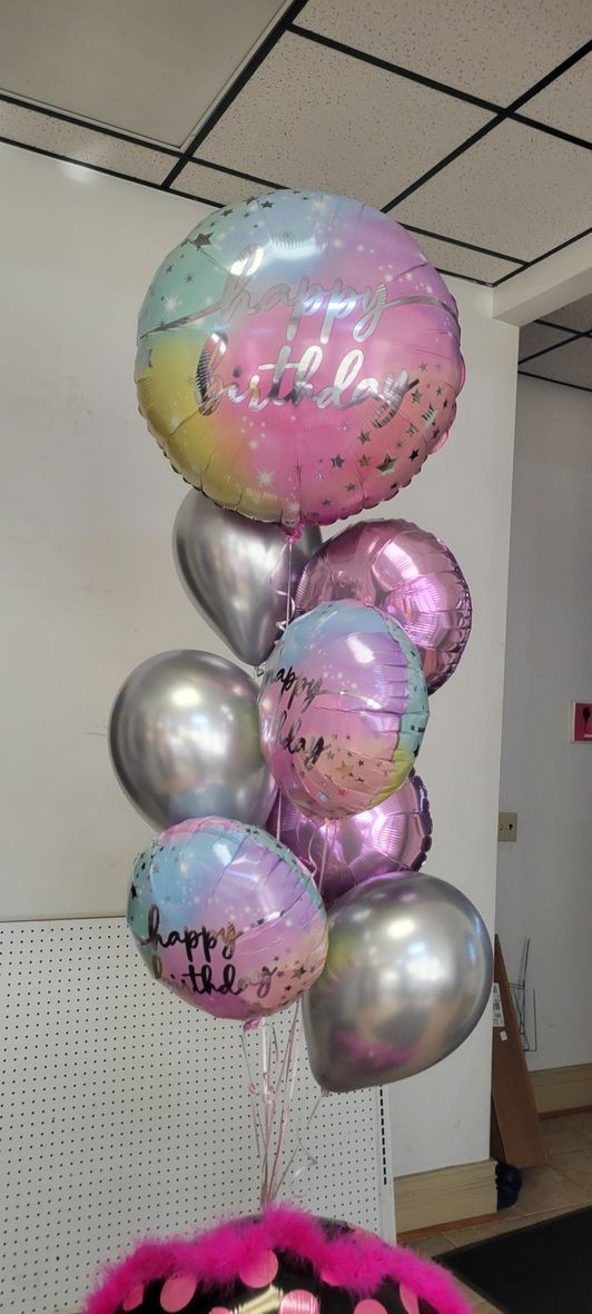 Bunch of colorful balloons, some with