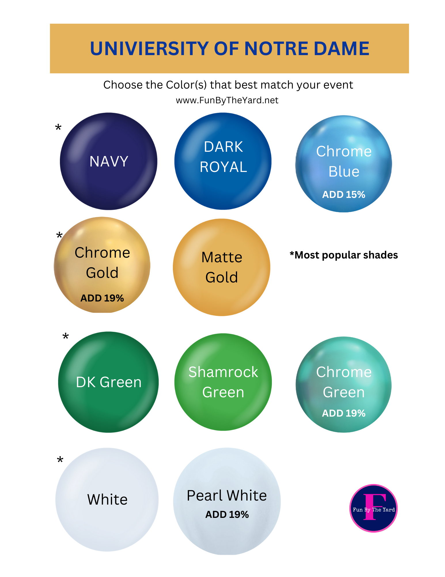 The university of notre dame has many different colors to choose from