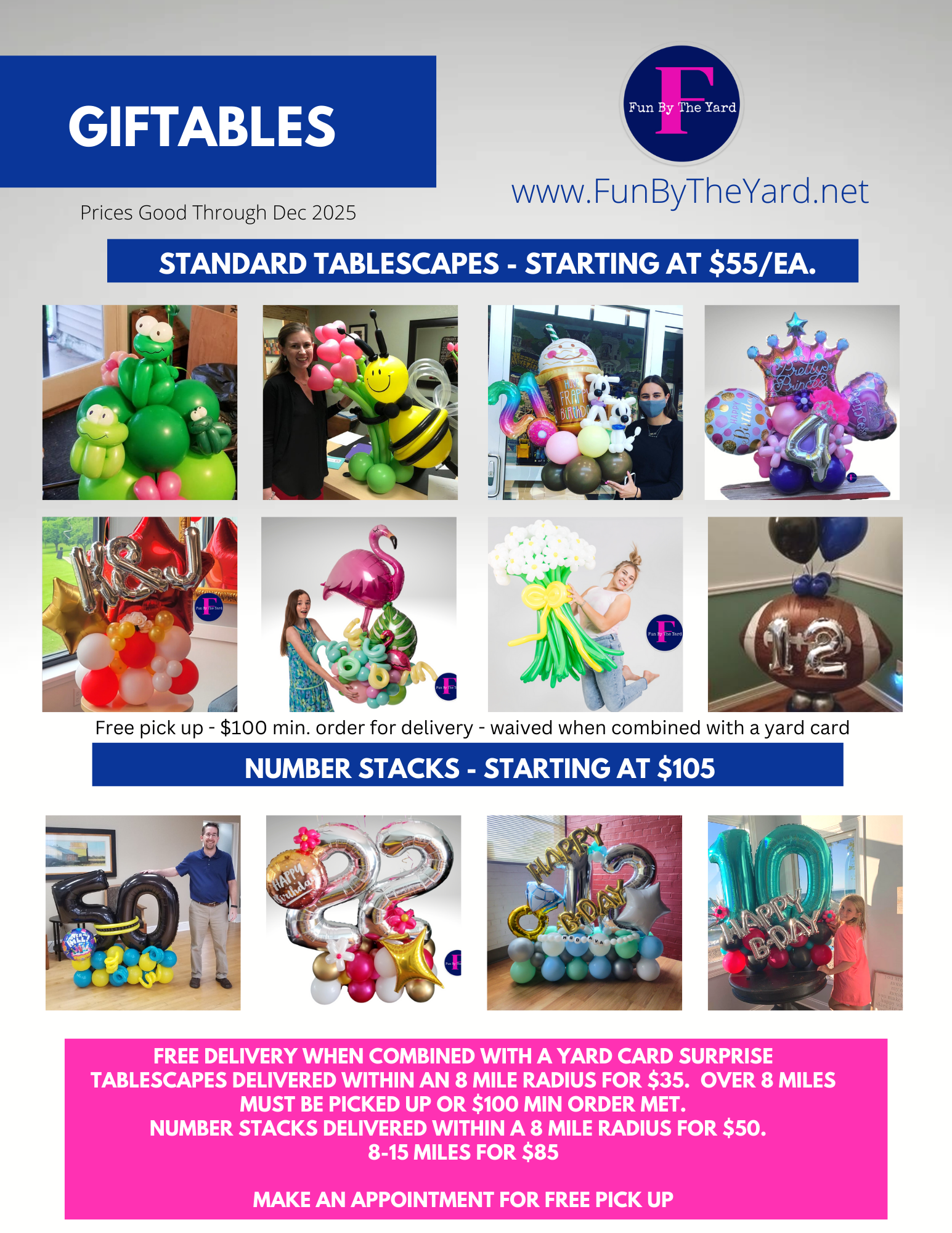 There are many different types of balloons in this flyer.