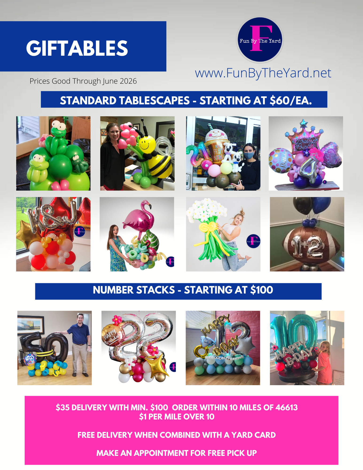 There are many different types of balloons in this flyer.