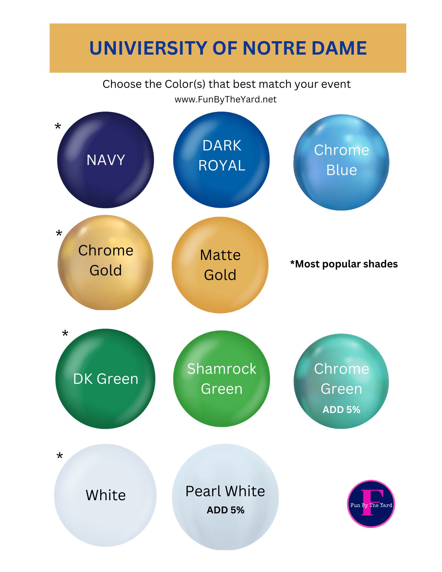 The university of notre dame has many different colors to choose from