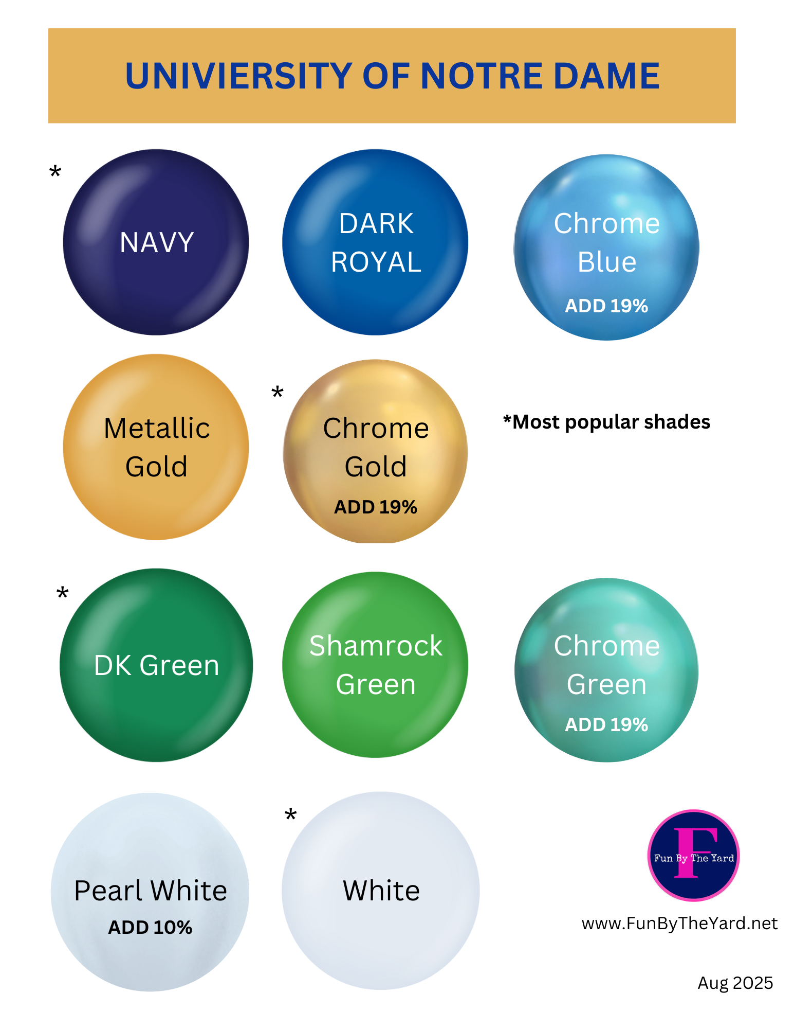 The university of notre dame has many different colors to choose from