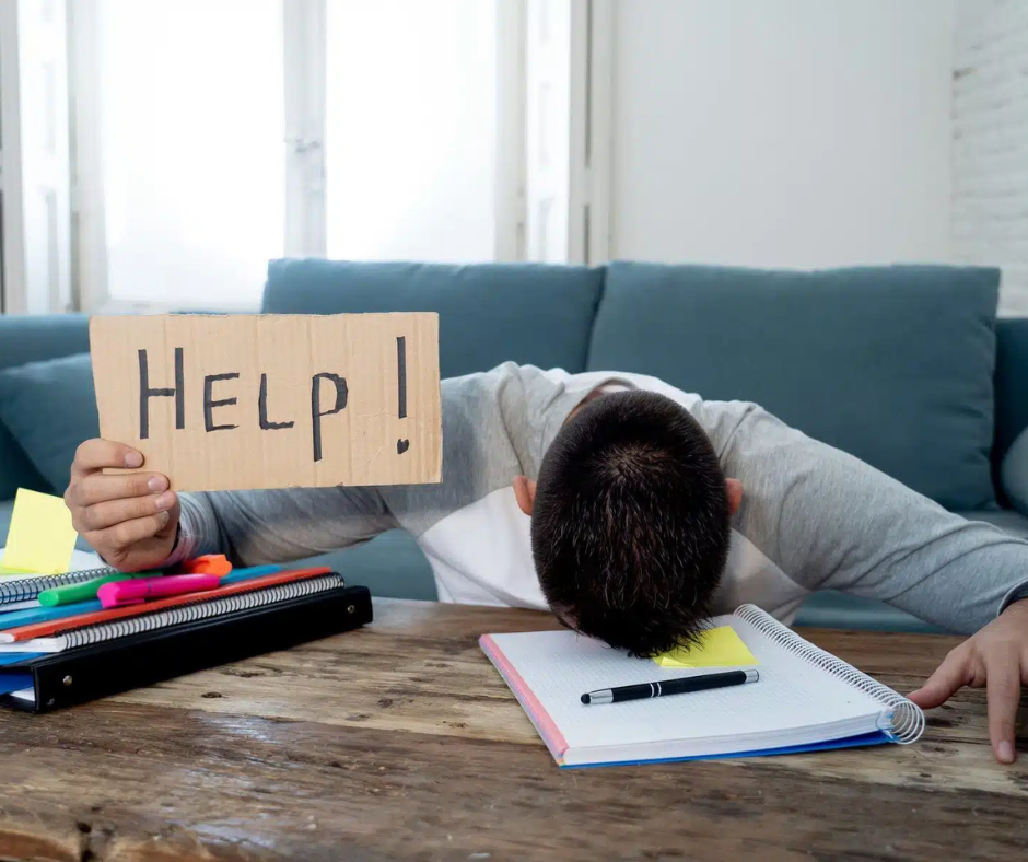 Student studying for finals asking for help and glad to receive a boxed in the bend gift