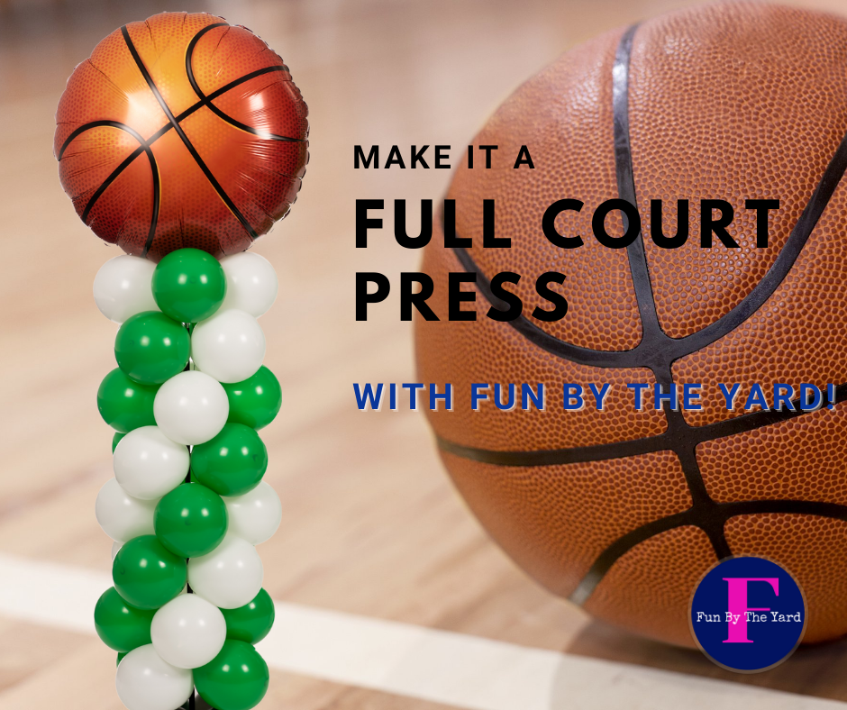 A full court press with balloons and a basketball