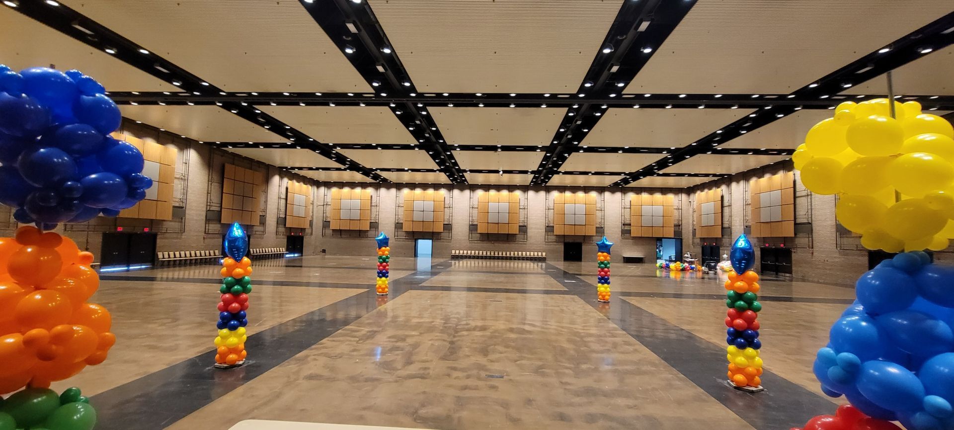 balloon columns on a dance floor