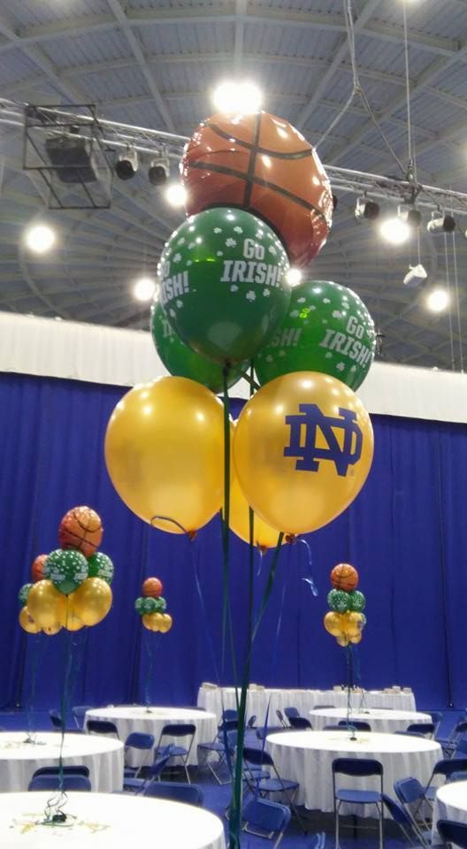Helium balloon bouquets for Notre Dame basketball
