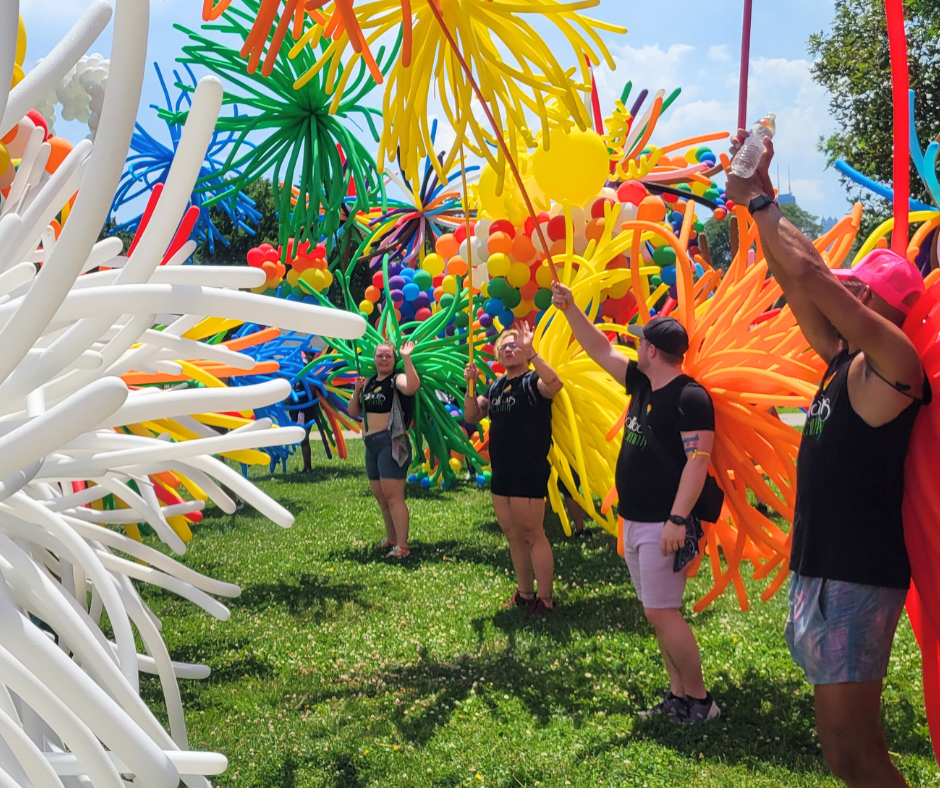 Pride parade balloon backpacks fun by the yard