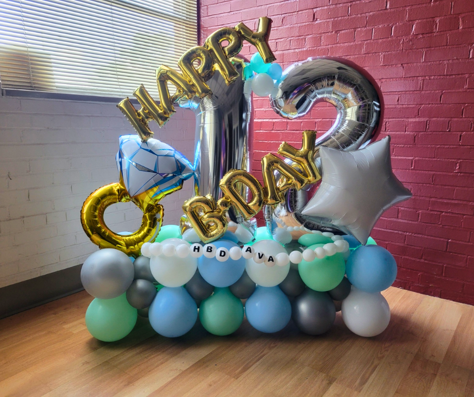 A festive balloon arrangement: