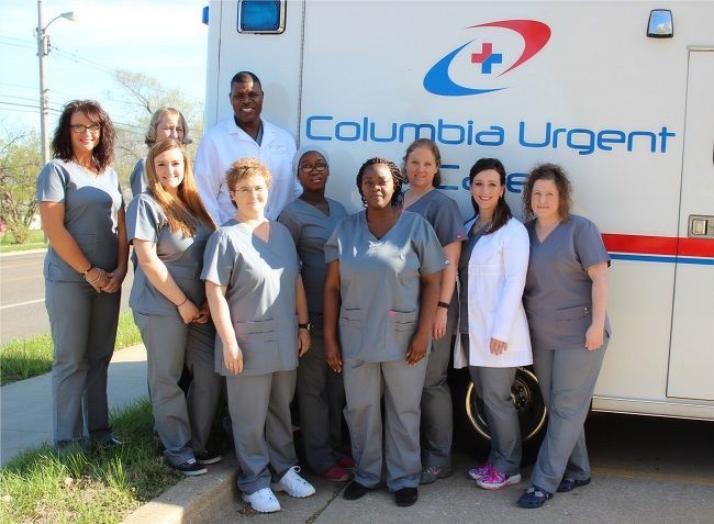 Urgent care center team outside their clinic