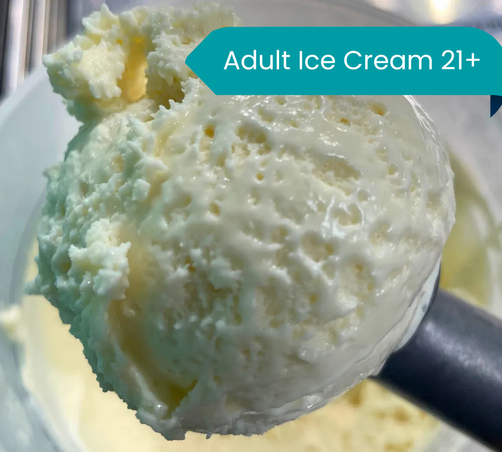 A close up of a scoop of ice cream on a table