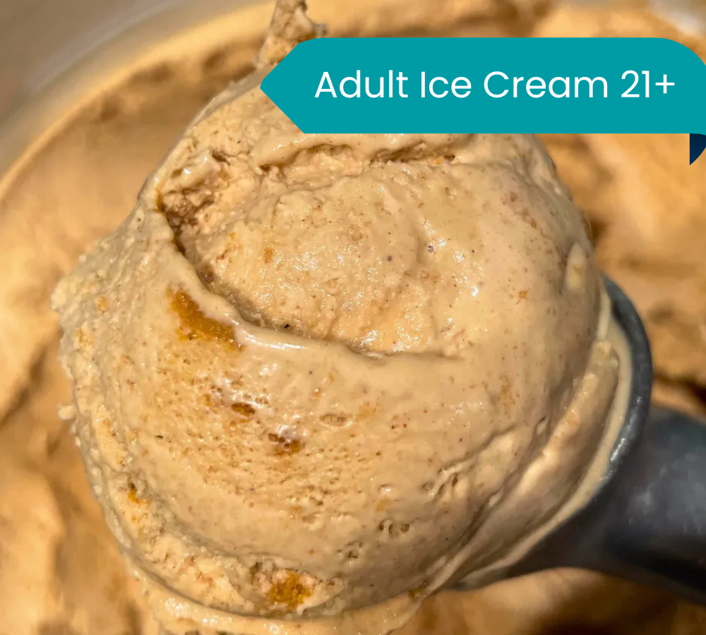 A close up of a scoop of ice cream on a table