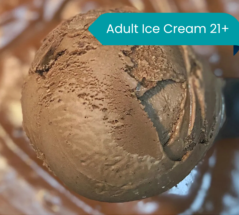 A close up of a scoop of chocolate ice cream