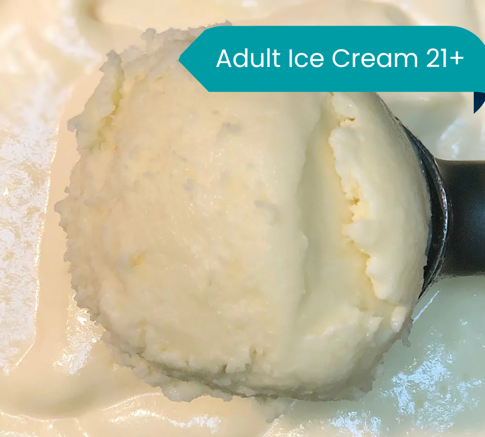 A close up of a scoop of ice cream on a plate