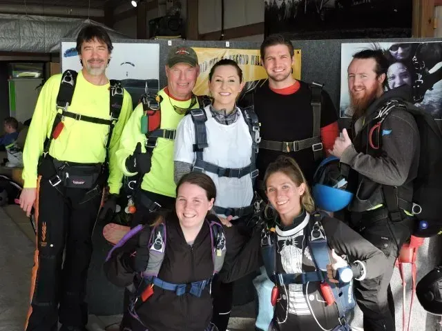 Large group skydiving event near Kansas City