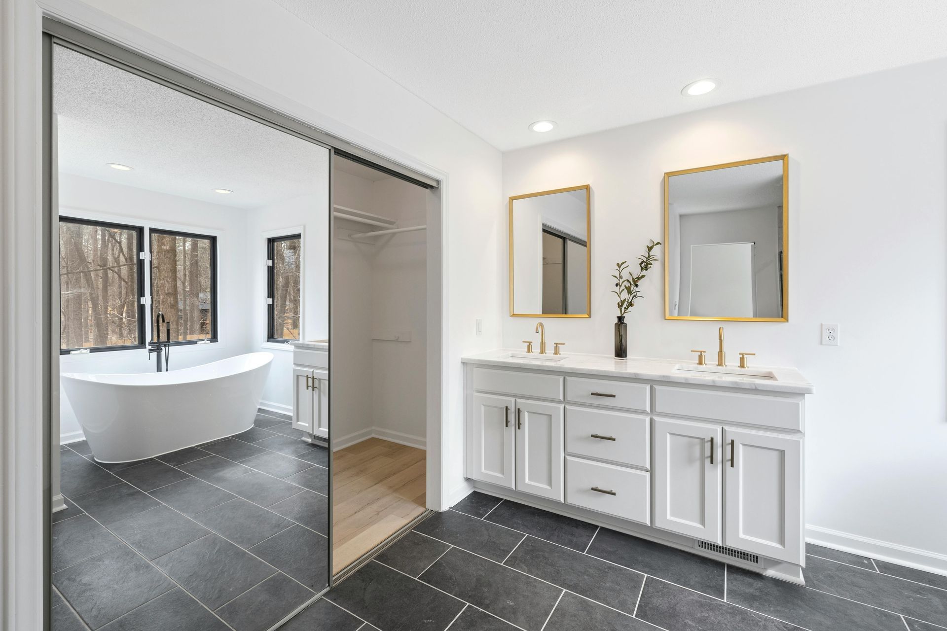 Luxury bathroom renovation coordinated by Aleia Home