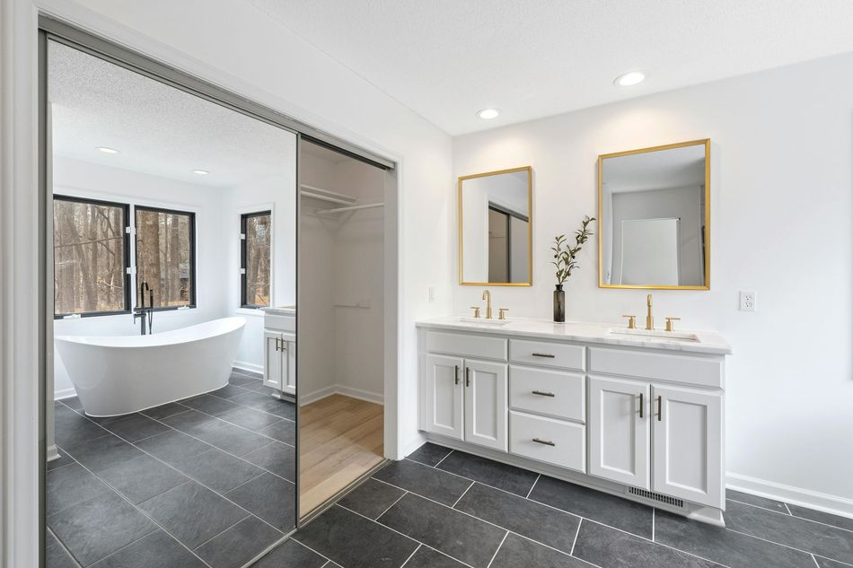 Luxury bathroom renovation coordinated by Aleia Home