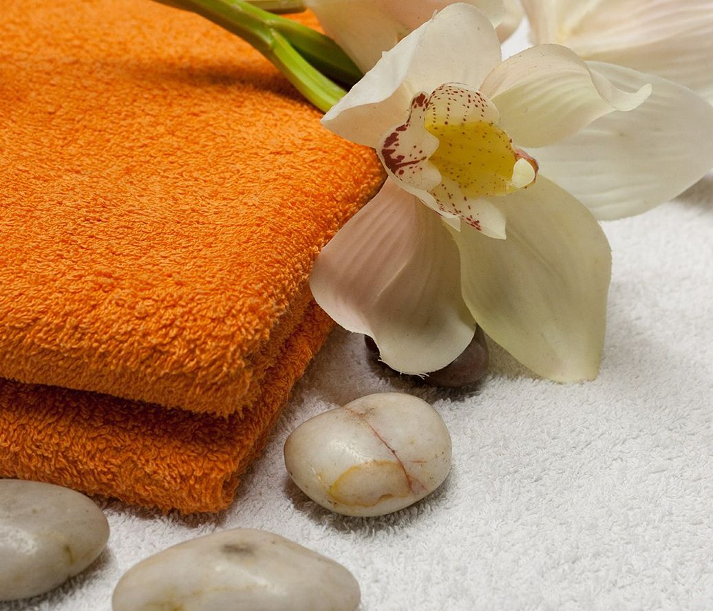 Orange Towel and a Orchids