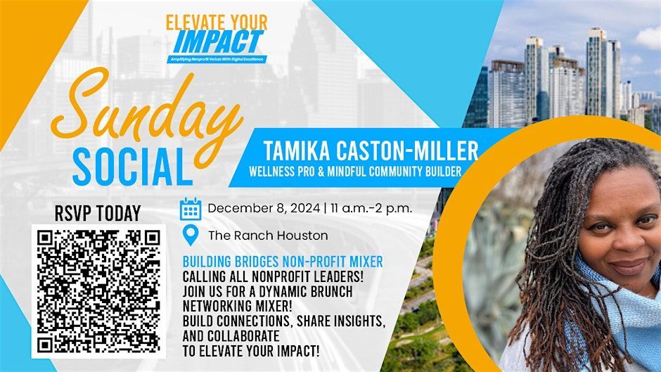 A poster for a sunday social with tamika caston miller