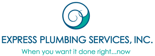 Express Plumbing Services, Inc. logo with a water swirl symbol above text: