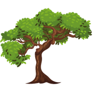 VNC Tree Service Logo.  With a cartoon tree overhanging white print.