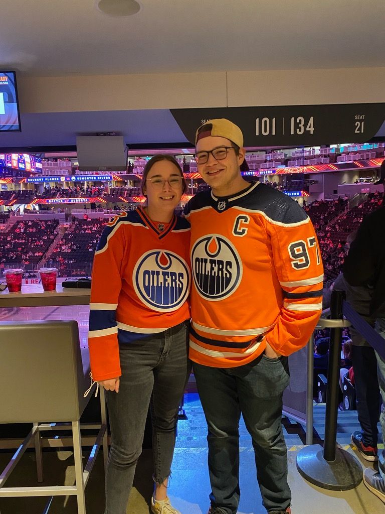 Sharing a private laugh as Mr. & Mrs. Scarlett