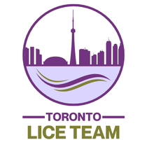 A logo for the toronto lice team with a city skyline in the background.
