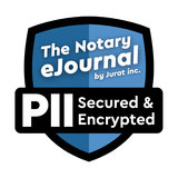 The logo for the notary ejournal by jurat inc. is secured and encrypted.