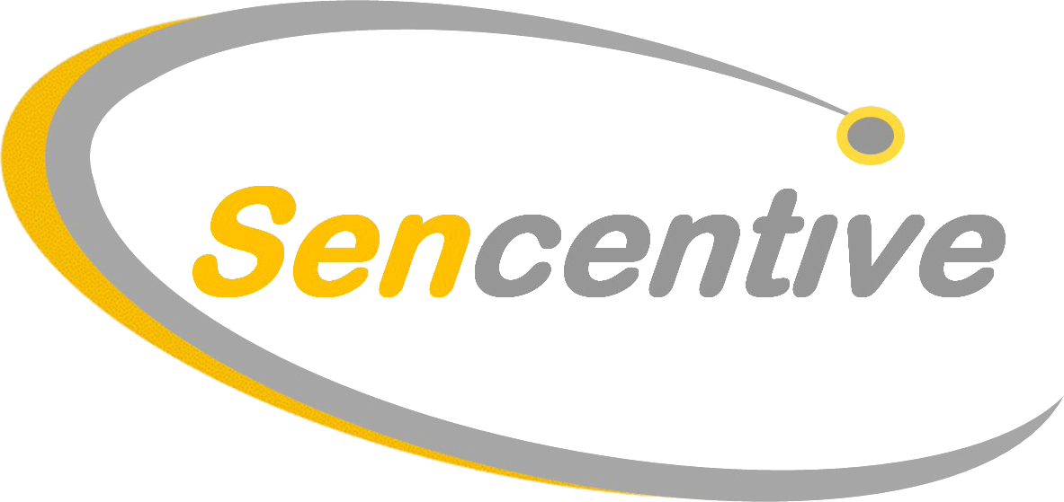 Das Logo von Sencentive ist gelb und grau mit einem gelben Kreis darum.