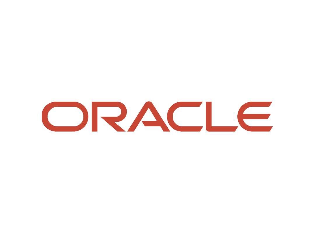 Logotipo da Oracle em texto cor de ferrugem sobre fundo branco.