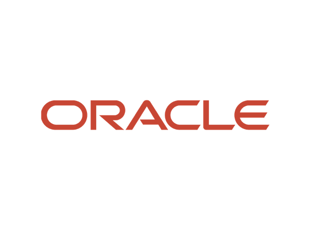 Logotipo da Oracle em texto cor de ferrugem sobre fundo branco.