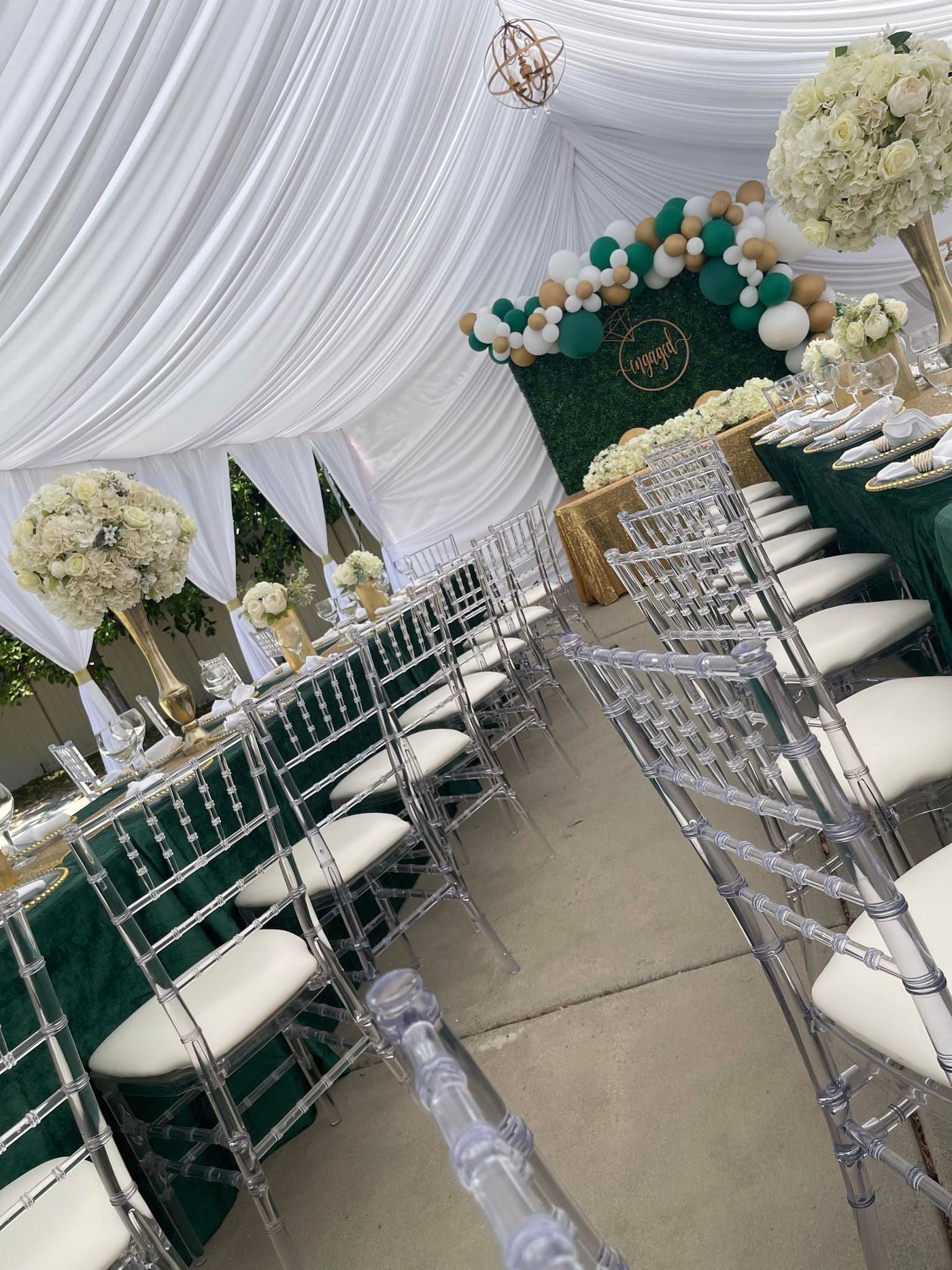 Outdoor event with long tables