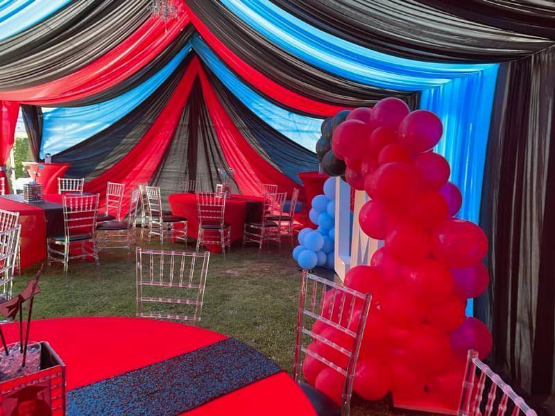 Party tent decorated 