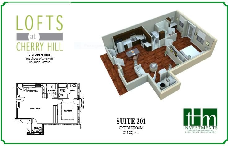 Look at The Lofts at Cherry Hill's Suite 201 Apartment Floor Plan in Columbia, MO