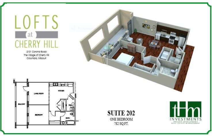 Look at The Lofts at Cherry Hill's Suite 202 Apartment Floor Plan in Columbia, MO