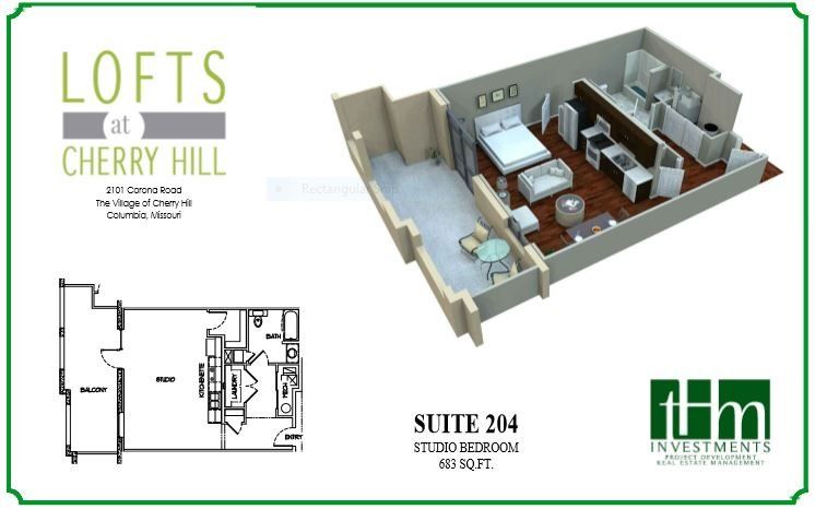 Look at The Lofts at Cherry Hill's Suite 204 Apartment Floor Plan in Columbia, MO