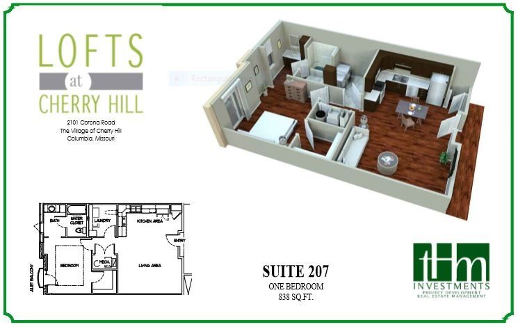 Look at The Lofts at Cherry Hill's Suite 207 Apartment Floor Plan in Columbia, MO