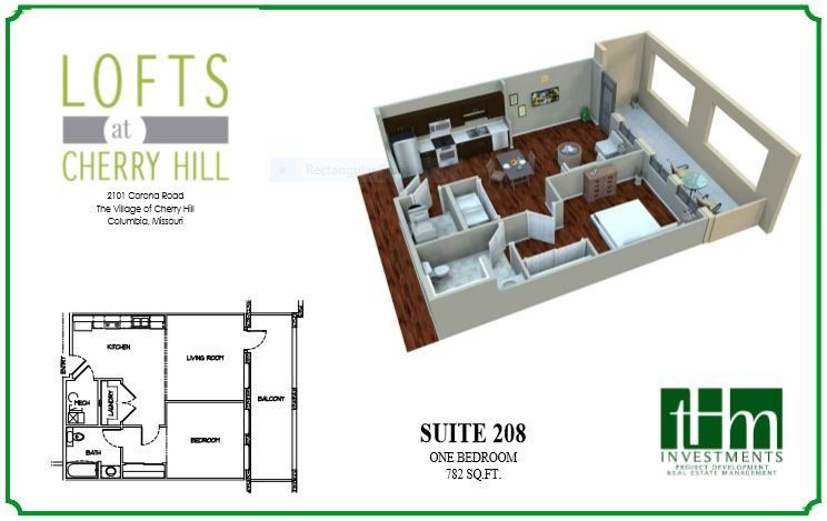 Look at The Lofts at Cherry Hill's Suite 208 Apartment Floor Plan in Columbia, MO