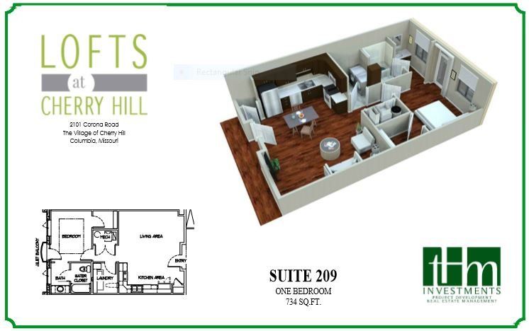Look at The Lofts at Cherry Hill's Suite 209 Apartment Floor Plan in Columbia, MO
