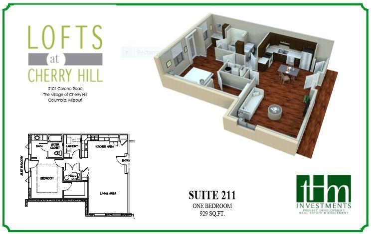 Look at The Lofts at Cherry Hill's Suite 211 Apartment Floor Plan in Columbia, MO