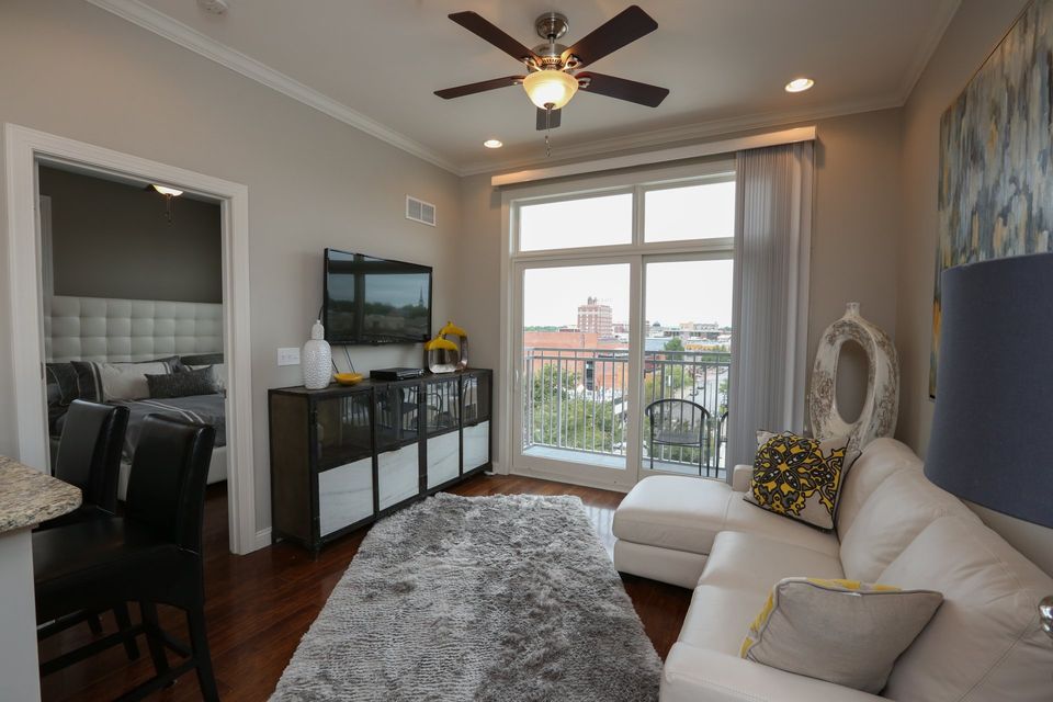 Decorated downtown apartment in Columbia, MO at The Lofts.