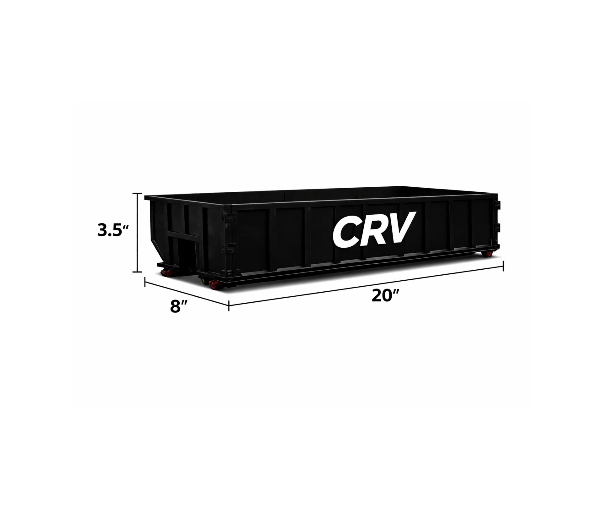 A black rectangular dumpster with 