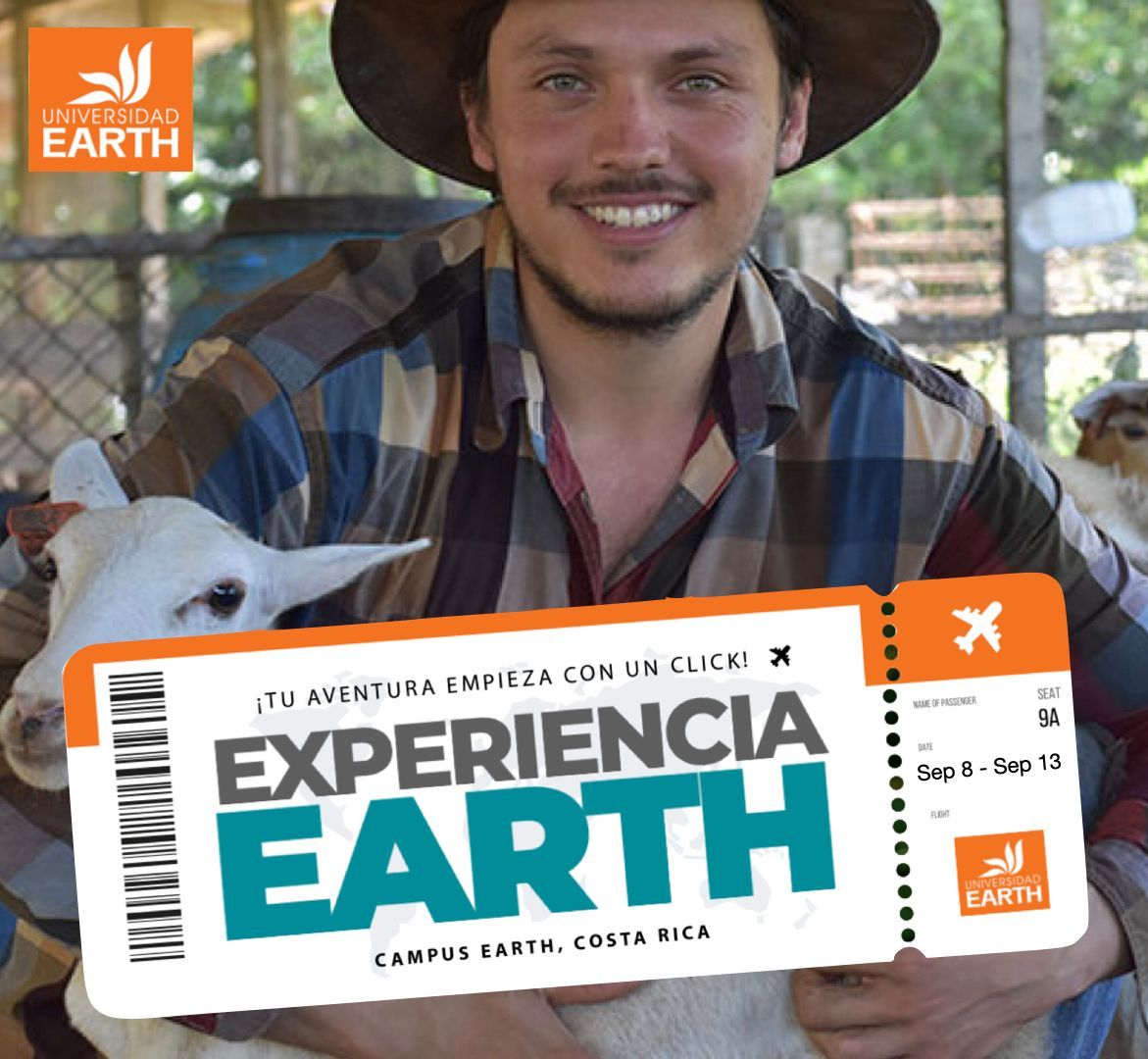 Hombre con sombrero, sonriendo, sosteniendo una cabra blanca. El gráfico del boleto de 
