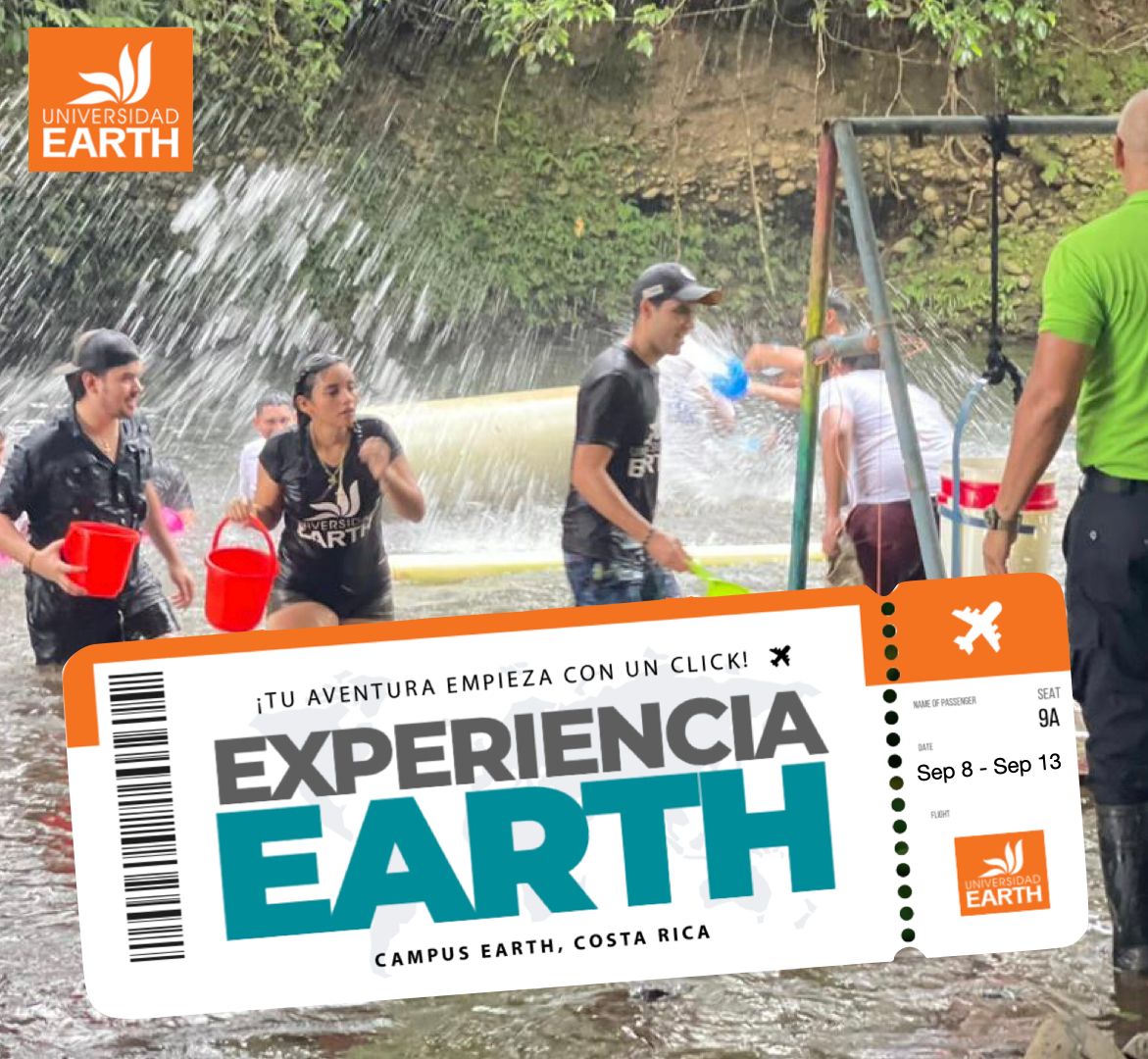 Personas en un río, chapoteando, cerca de un boleto de 