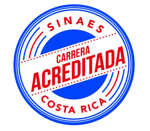 Sello redondo azul y rojo: