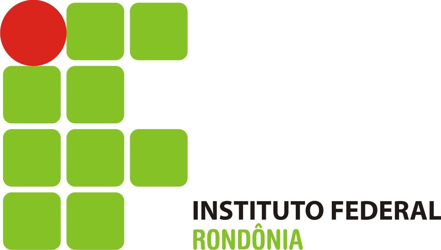 Logotipo del Instituto Federal de Rondônia, con cuadrados verdes y un círculo rojo, con texto negro.